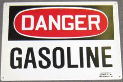 Sign-Danger Gasoline,plastic, red/wht/blk, 10"x14", stock number S-2439