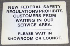 Sign-Fed Safe Regs Prohibit Customer, plastic, blk/wht,10"x14", stock number S-2445