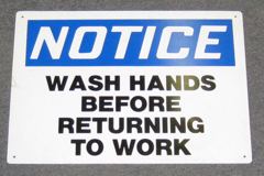 Sign-Notice Wash Hands Before Returning To Work, plastic, stock number S-2454