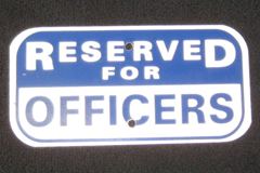 Sign-Reserved for officers, 6"x12", blue/white, metal, stock number S-2467