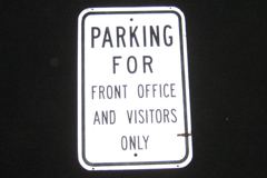 Sign-Parking for front office and visitors only, 18"x12", stock number S-2477