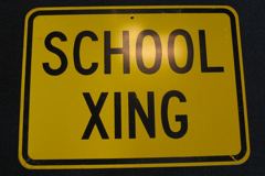 Sign-School Xing, 18"x24, yellow/black, metal, stock number S-2478