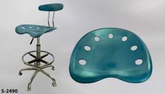 Stool, adjustable/swivel, blue metal back & 17"wx14"d seat, 5 point, stock number S-2490