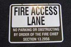 Sign-Fire Access Lane, blk/wht, metal, 24"x18", stock number S-2523