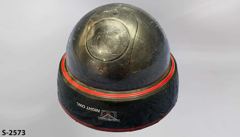 Security Camera, ceiling mount, globe style, black plastic/red trim, stock number S-2573