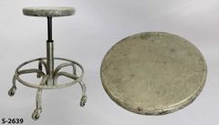 Stool, gray metal, 13"dia seat, 5 point base on casters, adjustable, stock number S-2639
