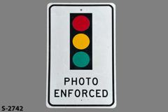 Sign-Picture Of Traffic Light, Photo Enforced, wht/blk/red/ylw/green, stock number S-2742