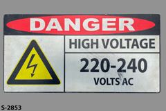 Sign-Danger High Voltage, stock number S-2853