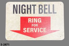 Sign-Night Bell, stock number S-2871