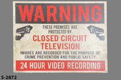 Sign-Warning-Protected By CC Television-24 Hour Recording, stock number S-2872