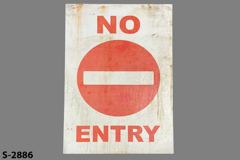 Sign-No Entry, w/symbol, wht/red plastic, 18"x27", stock number S-2886