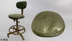Stool on casters, 15"wx15"d green upholstered seat & back, period, stock number S-2922