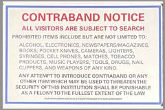 Sign-Contraband Notice All Visitors Are Subject To Search, stock number S-2941