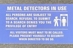 Sign-Metal Detectors In Use All Persons Are Subject To Search, stock number S-2942