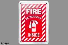 Sign-Fire Extinguisher Inside, w/ picture of fire extinguisher, stock number S-2956