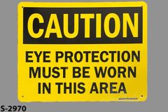 Sign-Caution Eye Protection Must Be Worn In This Area, ylw/blk, stock number S-2970