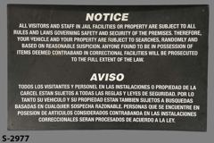 Sign-Notice All Visitors And Staff In Jail Facilities Or Property, stock number S-2977