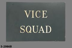 Sign-Vice Squad, grey/wht, plastic, 12"w x 8"t, stock number S-2986b