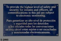 Sign-To Provide The Highest Level Of Safety And Security For Inmates, stock number S-2995