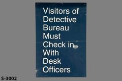 Sign-Visitors Of Detective Bureau Must Check In With Desk Officers, stock number S-3002