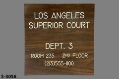 Sign-Los Angeles Superior Court Dept. 3 Room 235 2nd Floor (213), stock number S-3056