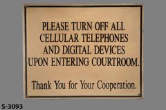 Sign-Please Turn Off All Cellular Telephones And Digital Devices Upon, stock number S-3093