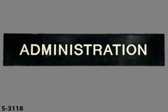 Sign-Administration, stock number S-3118