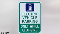 Sign-Electric Vehicle Parking Only While Charging, stock number S-3130