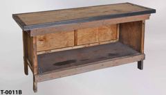 Table/workbench, light wood w/ bottom shelf, 72"wx28"dx36"t, has side, stock number T-0011b