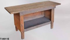 Table/workbench, dark wood w/ bottom shelf, 72"wx27"dx36"t, has side, stock number T-0011e