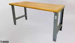 Table, Thick wood top w/ gray metal legs, 60"w x 30"d x 32"t, stock number T-0030