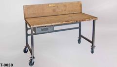 Table, work, wood, w/ 12" raised wood backsplash, castered, 60"w x, stock number T-0050