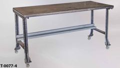 Table, work, steel 72"wx34"dx38"t, dark gray on casters, stock number T-0077-4