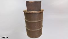 Trash can, 55 gallon drum, w/ swing top lid, stock number T-0119