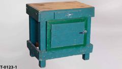 Table/cabinet, wood, green, w/ false drawer 36"w x 24"d x 36"t, stock number T-0123-1