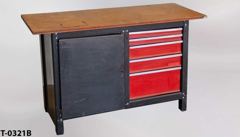 Table/cabinet, work center, w/ 5 red drawers on right side, and 1, stock number T-0132b