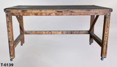 Table/workbench, wood, on small casters, 72"wx36"dx39"t, stock number T-0139