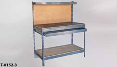 Table, work, pegboard back, with drawer & black rubber pad, gray, stock number T-0152-3