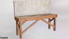 Table, work, wood, white pegboard back, 84"w x 24"d x 36"t (tabletop), stock number T-0274