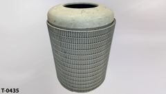 Trash can, metal, w/ wire sides and funnel style lid, 22" diam. x, stock number T-0435