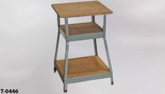 Table, work, metal frame, wood top, 3 tier, w/ ruled edges, 20"w x, stock number T-0446