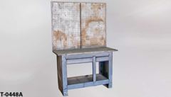 Table, work, silver metal frame, w/ pegboard & 2 drawers, 54"w x 21"d, stock number T-0448a