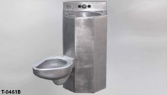 Jail toilet/sink, stainless steel, left angled toilet, w/ hot/cold, stock number T-0461b