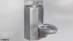 Jail toilet/sink, stainless steel, right angled toilet, w/ hot/cold, stock number T-0461c
