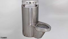 Jail toilet/sink, stainless steel, rounded body, right angled toilet, stock number T-0491