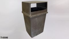 Trash can, hooded, brown plastic, 25"w x 22"d x 43"t, stock number T-0500