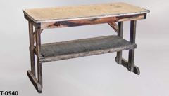 Table, wood, w/ white top, 58"w x 26"d x 35"t, stock number T-0540