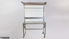Table/Work station, stainless steel, w/ white pegboard back, stock number T-0563a