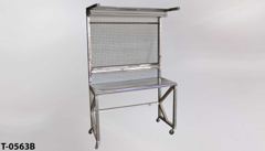 Table/Work station, stainless steel, w/ white pegboard back &, stock number T-0563b