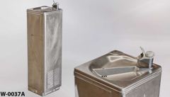Water fountain, free standing, stainless steel, 12"wx12"dx40"t, right, stock number W-0037a